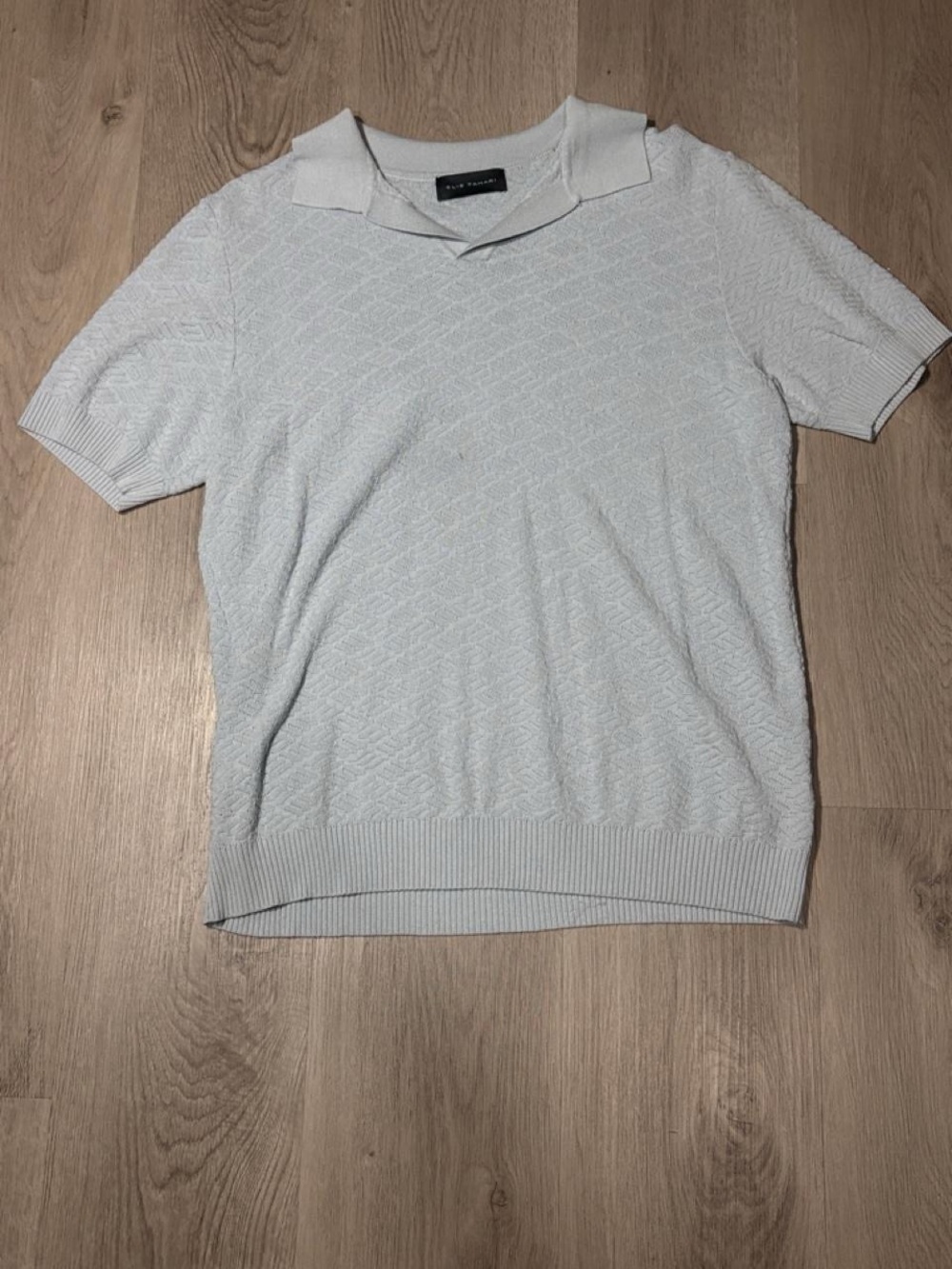 Elie Tahari Light Gray Short-Sleeve Knit Polo